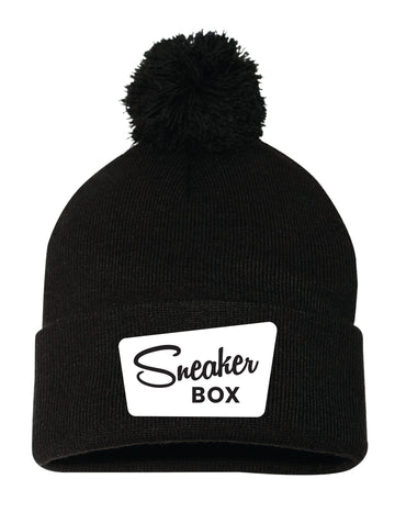 Sneaker Box Beanie w/Pom - White Logo