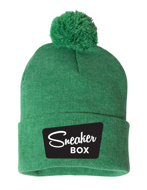 Sneaker Box Beanie w/Pom - Black Logo